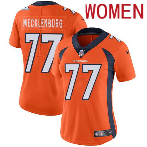 Women Denver Broncos #77 Karl Mecklenburg Orange Nike Vapor Limited NFL Jersey